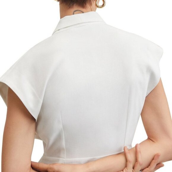 MANGO Palma Shawl Collar Mini Dress White - Picture 4 of 10